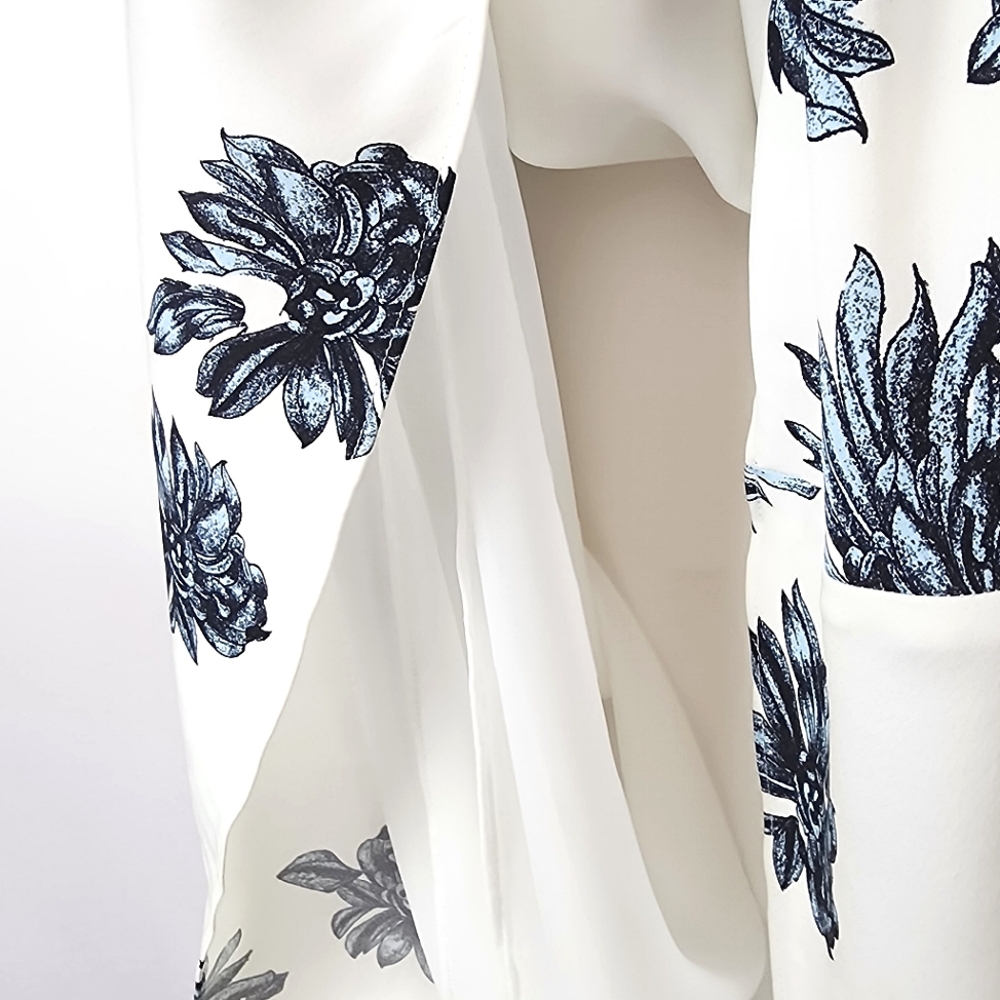 NWT Nordstrom Collection Silk Midi Slip Dress Size 6 Floral Ivory & Blue - Picture 9 of 14